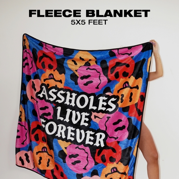 ALF Assholes Live Forever Trippy Drippy Faces Fleece 5' x 5' Blanket - Picture 1 of 1